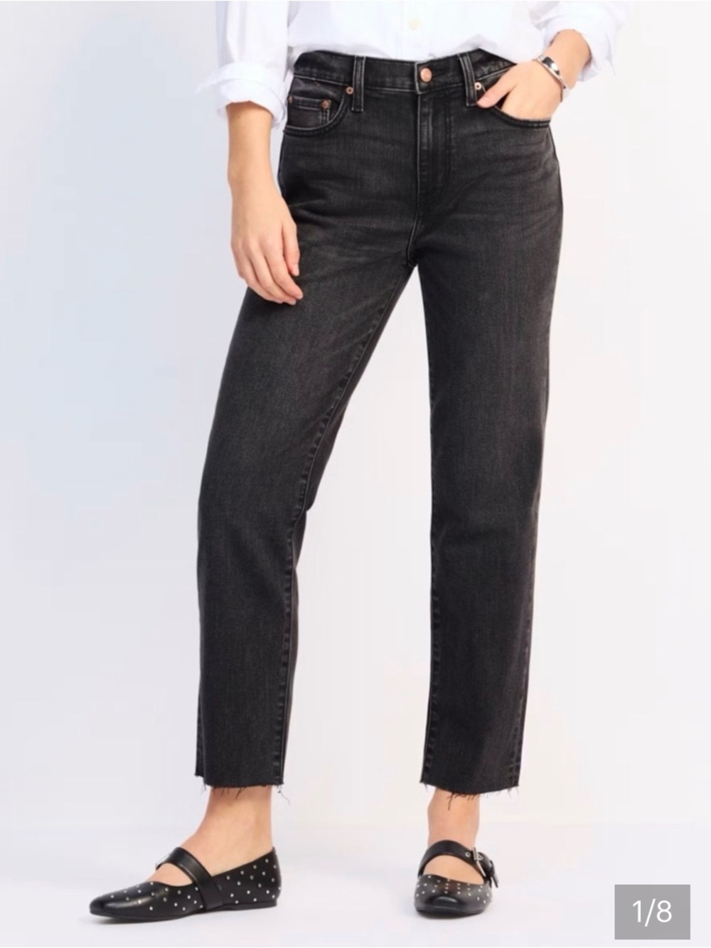 DAZE High-Rise STRAIGHT UP Ankle Jeans in Washed Black